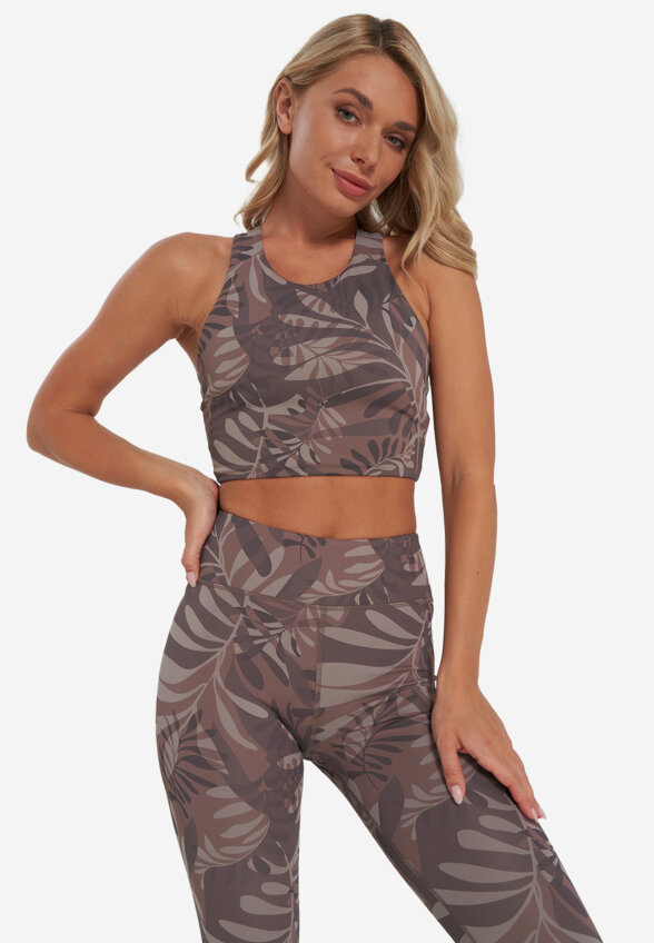 Топ бра спортивный Demix HighFlow Yoga Longline Gfx, Коричневый