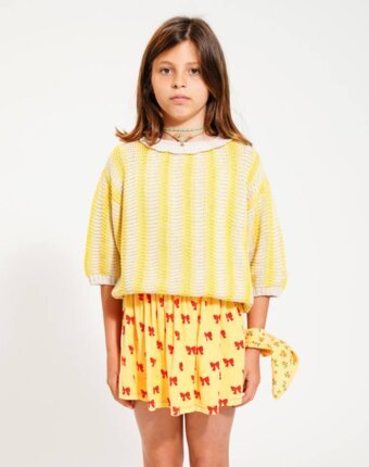 Юбка плюшевая Piupiuchick "Terry Red Bows", банты на желтом, 6 лет детям