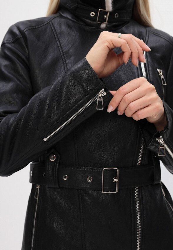 Куртка кожаная утепленная Grafinia