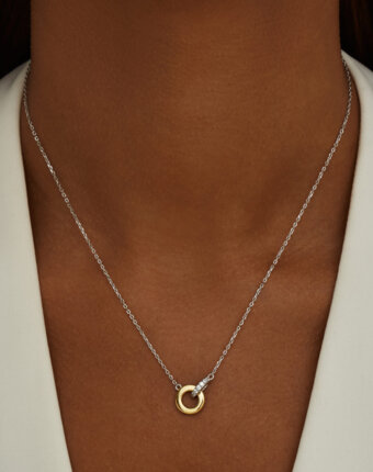 Серебряное колье биколор с фианитами MIE женщинам