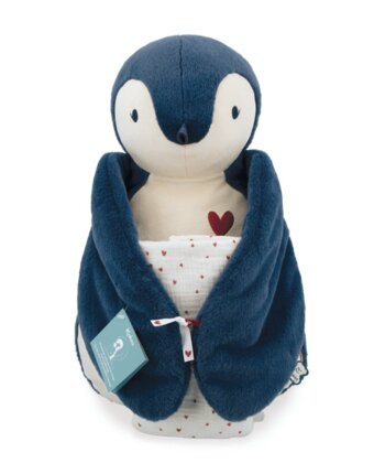 Мягкая игрушка с пеленкой Kaloo "Penguin", серия "Complices", синяя, 50 см детям