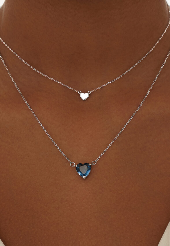 Серебряная подвеска с синим фианитом в огранке сердце MIESTILO MIE