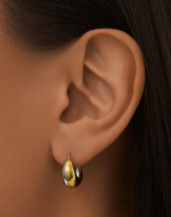 Дутые серебряные серьги - кольца биколор Жизель MIE женщинам