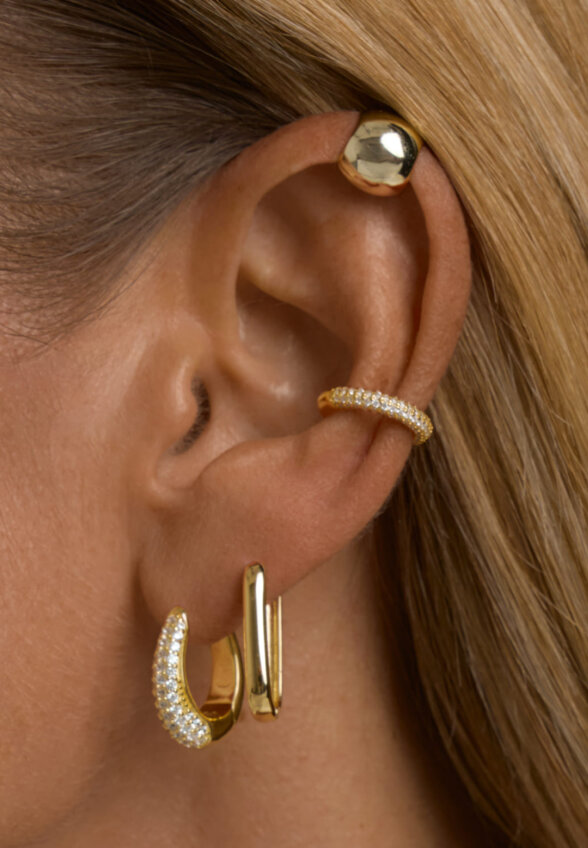 Серебряный кафф мини в покрытии желтое золото MIE