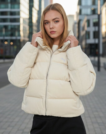 Пуховик женский PUMA Wardrobe Ess Corduroy, Бежевый женщинам