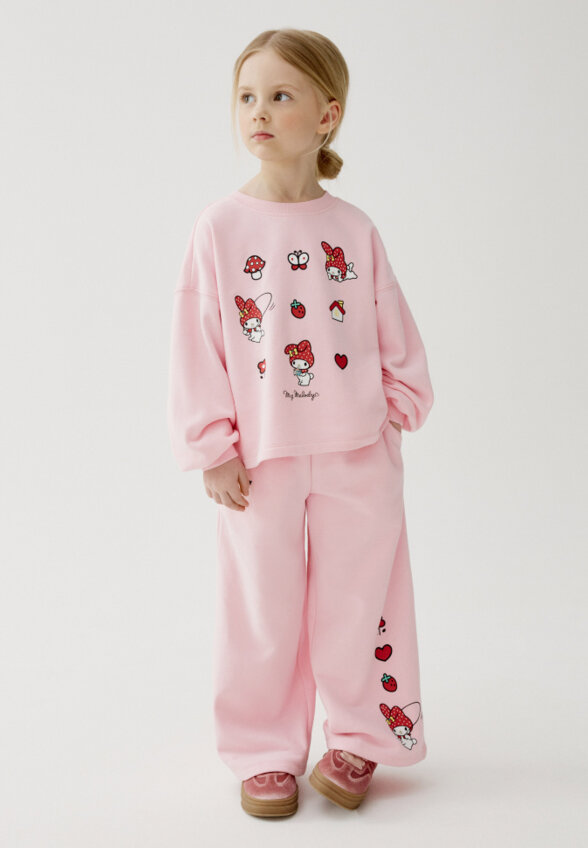 Свитшот оверсайз с принтом Hello Kitty My Melody для девочек