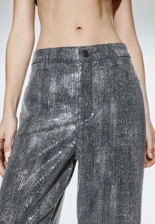 Джинсы Wide Leg с пайетками