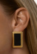 Прямоугольные серьги ВИНТАЖ с черной эмалью MIE2  - превью