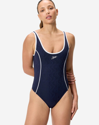 Купальник слитный женский Speedo Texture Bound Scoop, Синий женщинам
