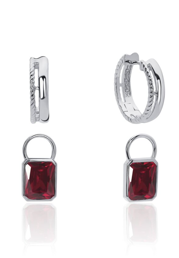 Серебряные серьги-трансформеры Бургунди MIE