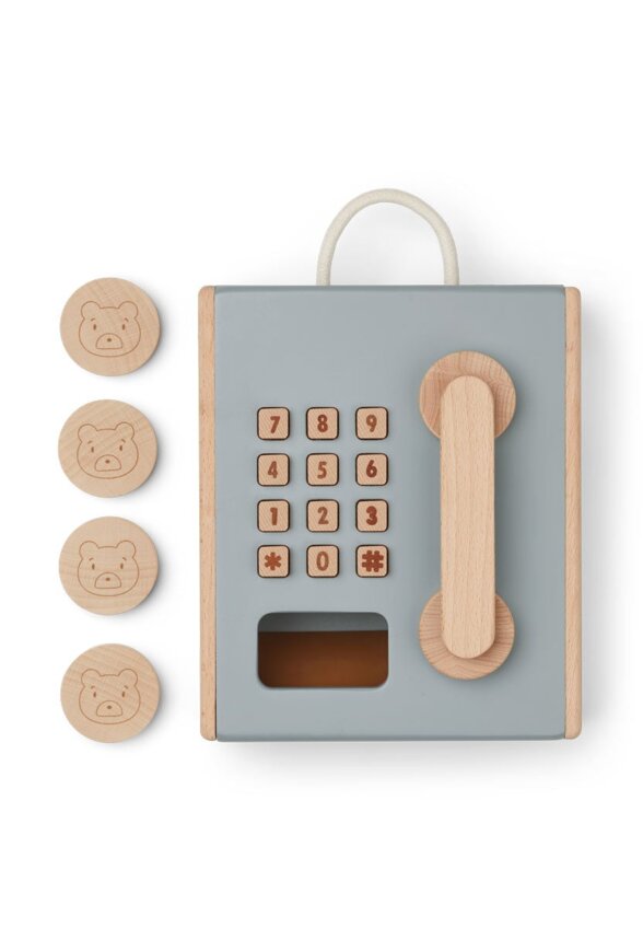 Игрушечный таксофон ЛИВУД (LIEWOOD), мульти микс с голубым