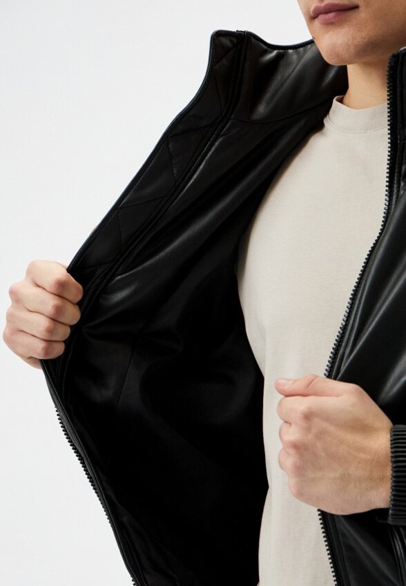 Куртка кожаная утепленная Hugo