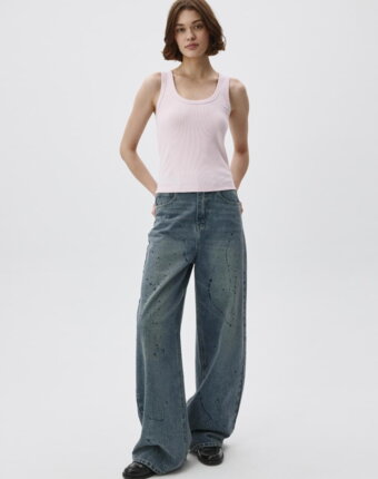 Джинсы WIDE LEG с декоративными брызгами женщинам