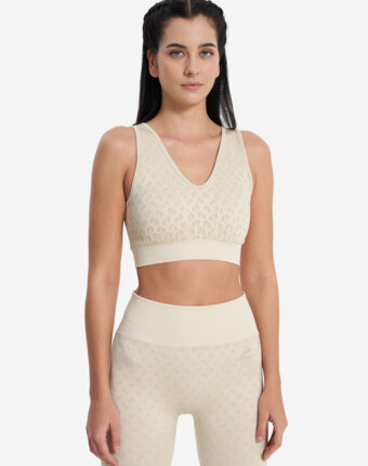Топ бра спортивный Demix HighFlow Seamless Longline, Бежевый женщинам