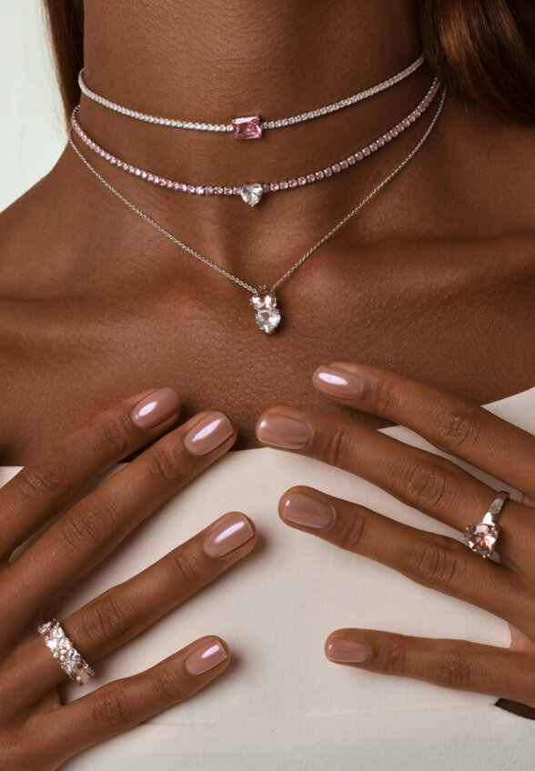 Теннисное серебряное колье-чокер Симона с фианитами MIE