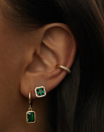 Позолоченный базовый кафф с фианитами из серебра MIE женщинам