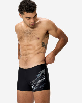 Плавки-шорты мужские Speedo Medley Logo Aquashort Blk/Red, Черный женщинам