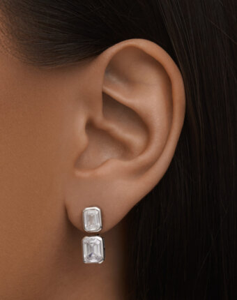 Серебряные серьги-трансформеры ПОЛНОЧЬ с фианитами MIE женщинам