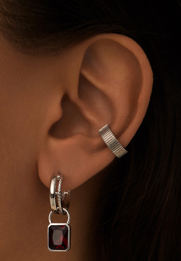 Серебряные серьги-трансформеры Бургунди MIE