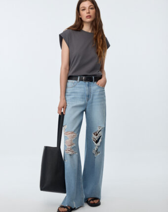 Рваные джинсы Wide Leg женщинам