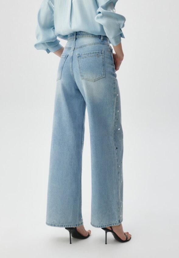 Джинсы WIDE LEG с зеркальным декором