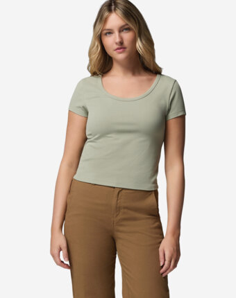 Футболка женская Columbia Pinetown Canyon Rib SS Tee, Зеленый женщинам