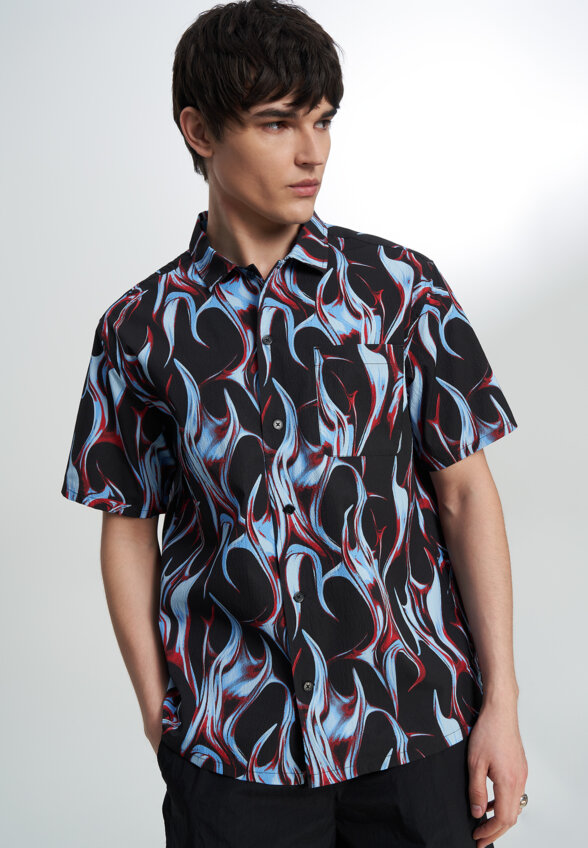 Рубашка с коротким рукавом мужская DC Shoes Full On Resort, Черный