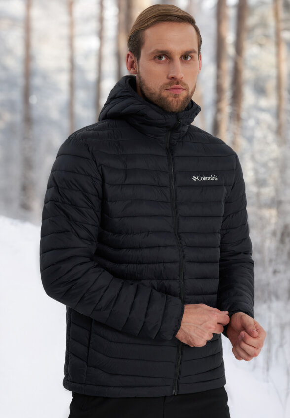 Ультралегкий пуховик мужской Columbia Powder Pass Hooded Jacket, Черный