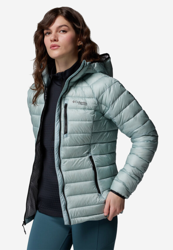 Пуховик женский Columbia Arctic Crest Down Hooded Jacket, Голубой