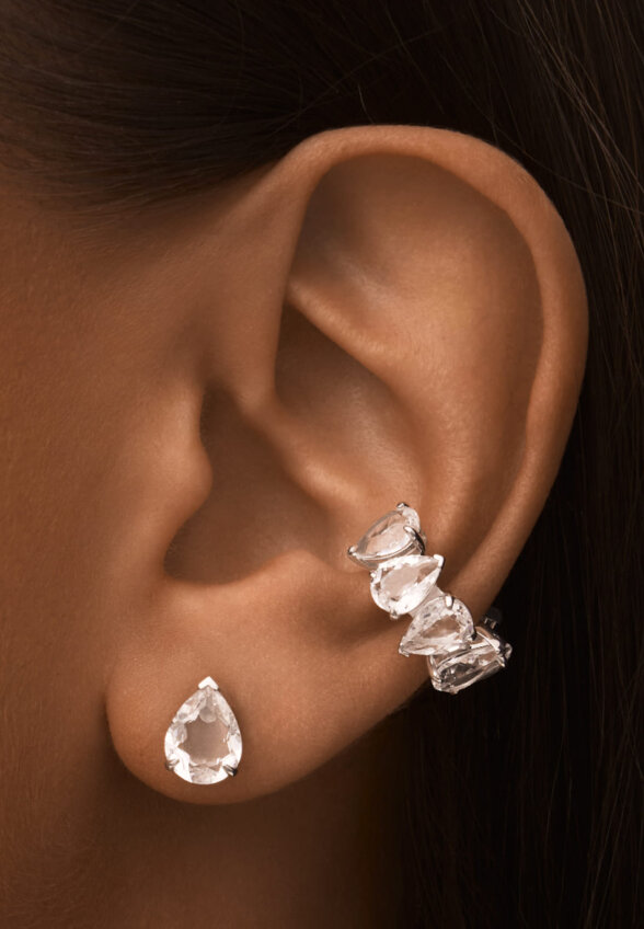 Серебряный кафф ЭРОС с горным хрусталем MIE