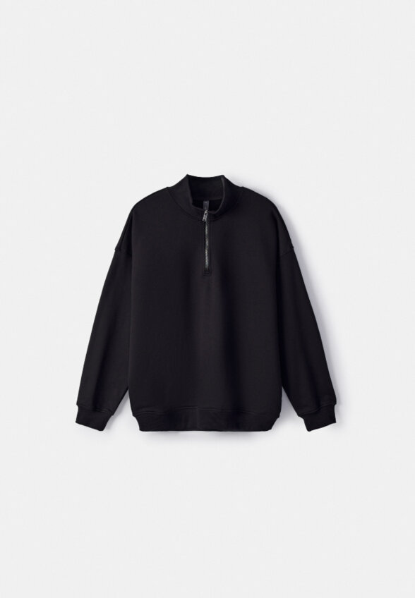 Свитшот оверсайз с воротником на молнии