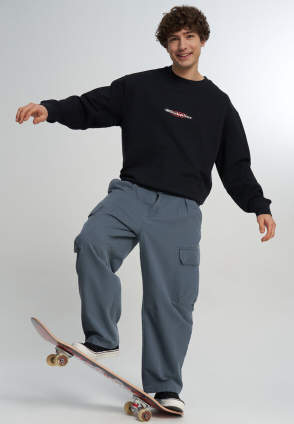 Свитшот мужской оверсайз Quiksilver Mercury Trident Crew, Черный