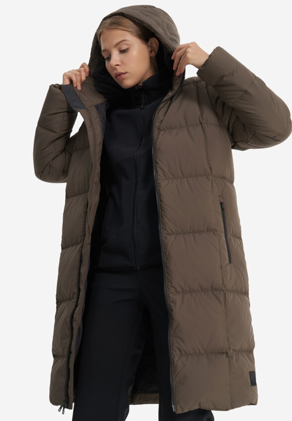 Пальто пуховое женское Jack Wolfskin Frozen Lake, Коричневый