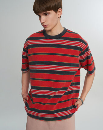 Футболка мужская Vans LX Pique Stripe SS, Красный женщинам