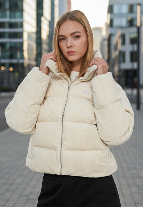 Пуховик женский PUMA Wardrobe Ess Corduroy, Бежевый