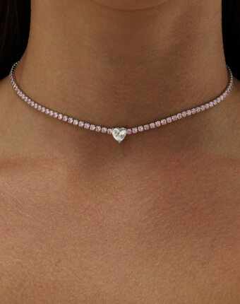 Теннисное серебряное колье-чокер Симона с фианитами MIE женщинам