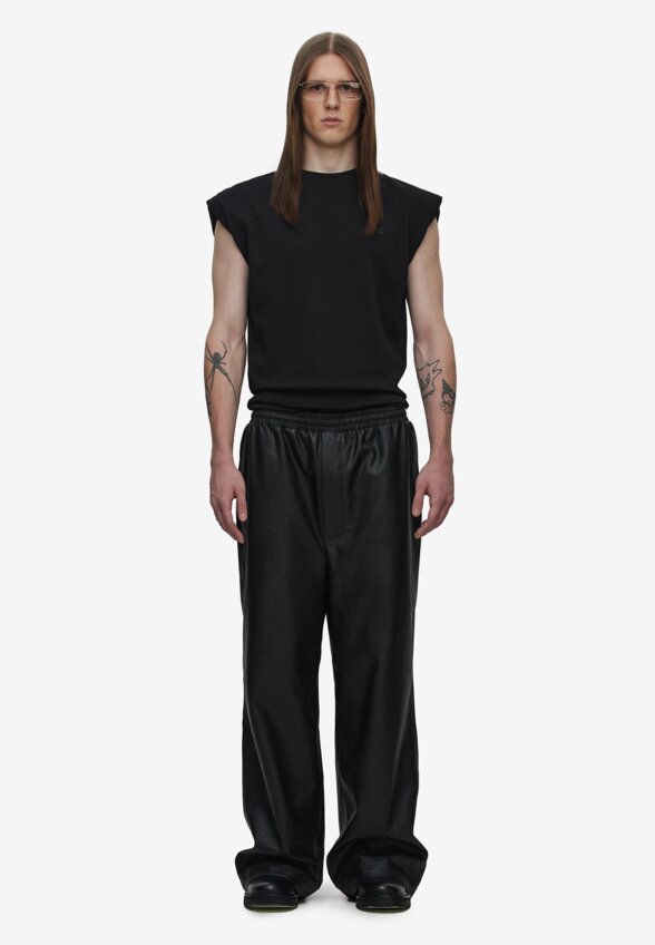 Брюки  Crumpled Faux-Leather Black FABLE