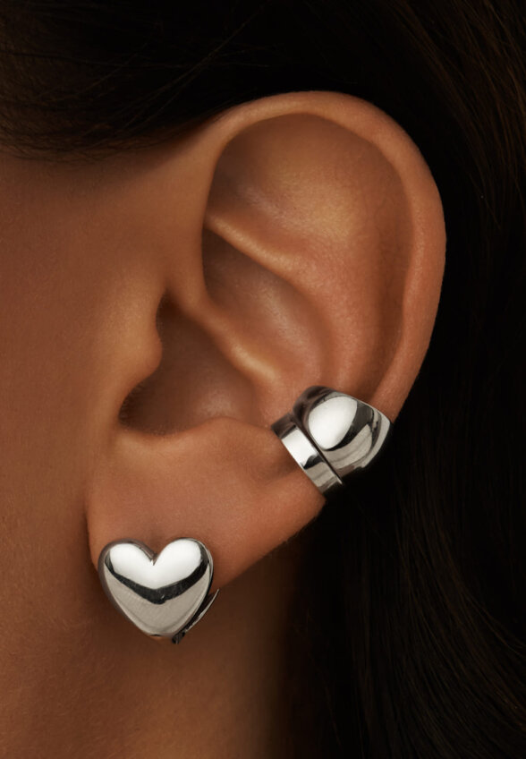 Серебряные серьги-сердца MIE