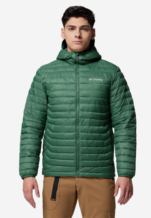 Ультралегкий пуховик мужской Columbia Powder Pass Hooded Jacket, Зеленый