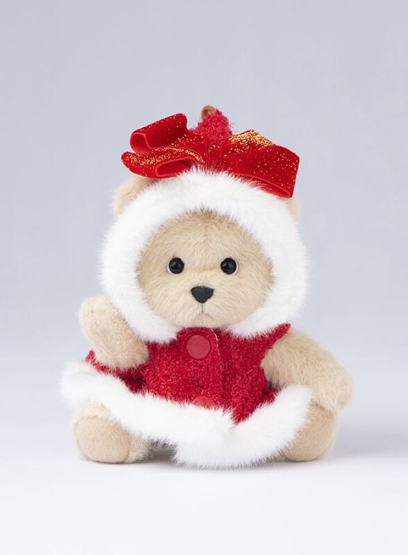 Медведь Lina TeddyTales, XS ,в плаще с бантоом, молочный, брелок, 15 см