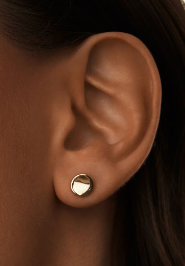 Серебряные круглые серьги в покрытии желтое золото MIE