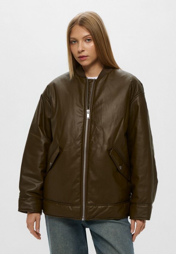 Куртка кожаная утепленная H&M