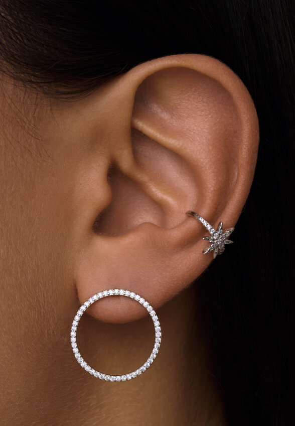 Серебряные акцентные пусеты с кругом из фианитов MIESTILO  MIE