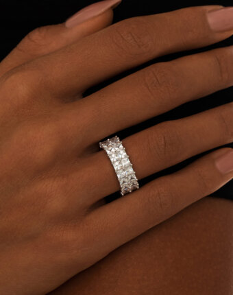 Серебряное двойное кольцо с фианитами MIE женщинам