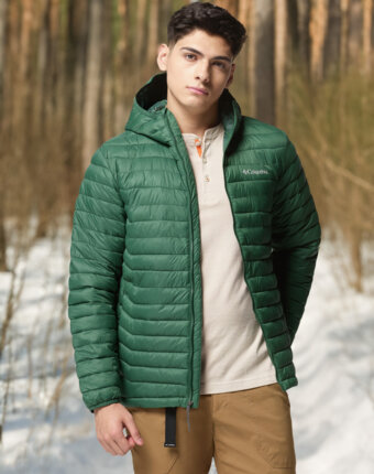 Ультралегкий пуховик мужской Columbia Powder Pass Hooded Jacket, Зеленый женщинам