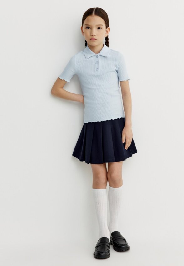 Поло в рубчик с короткими рукавами для девочек