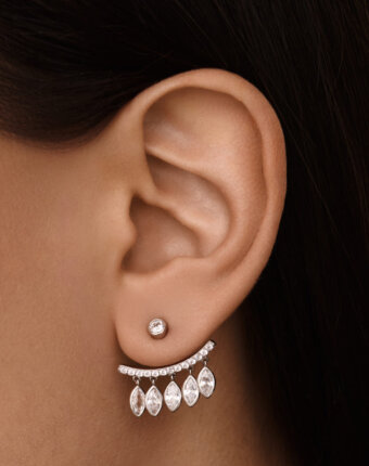 Акцентные серьги-джекеты из серебра с фианитами MIESTILO  MIE женщинам