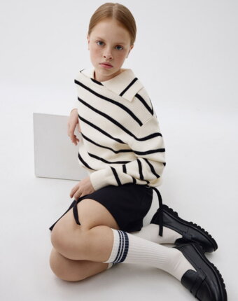 Джемпер в полоску с воротником для девочек детям