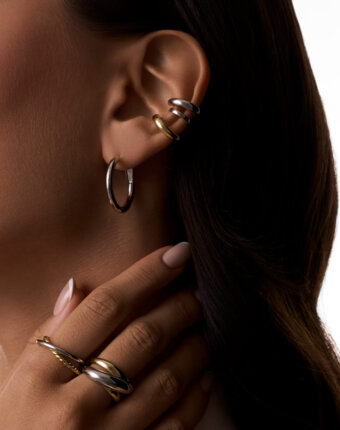 Серебряное кольцо кросс биколор MIE женщинам