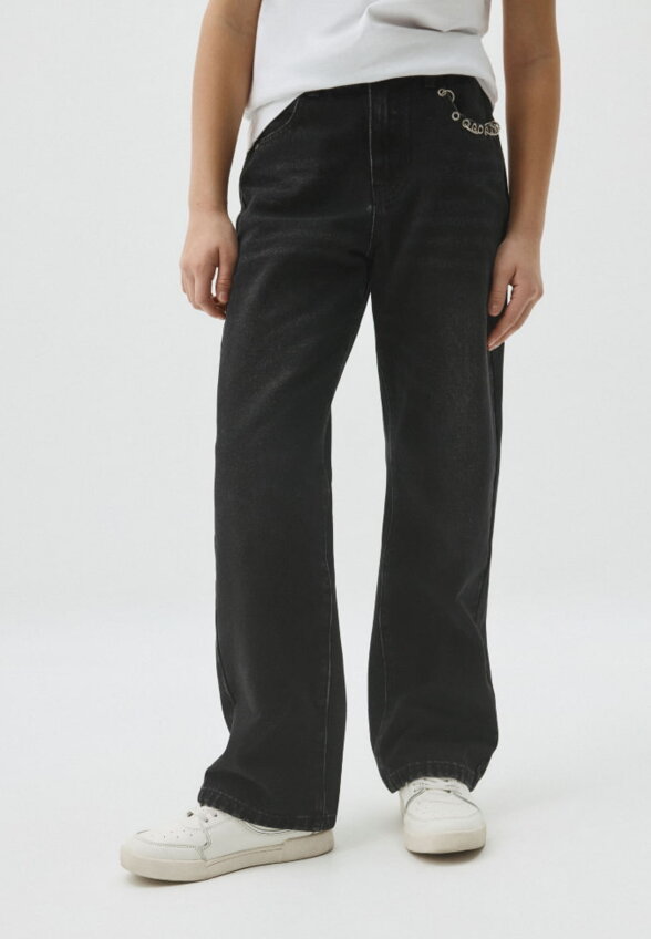 Джинсы Straight fit с пирсингом для девочек